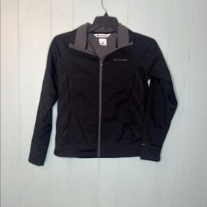 Columbia Black Ski Jacket with Stand-Up Collar and Full-Length Zipper